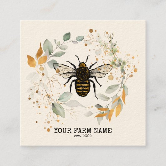 Bijenhouder Apiarist Bijen Boerderij Honeycomb Bu Vierkante Visitekaartje (Voorkant)