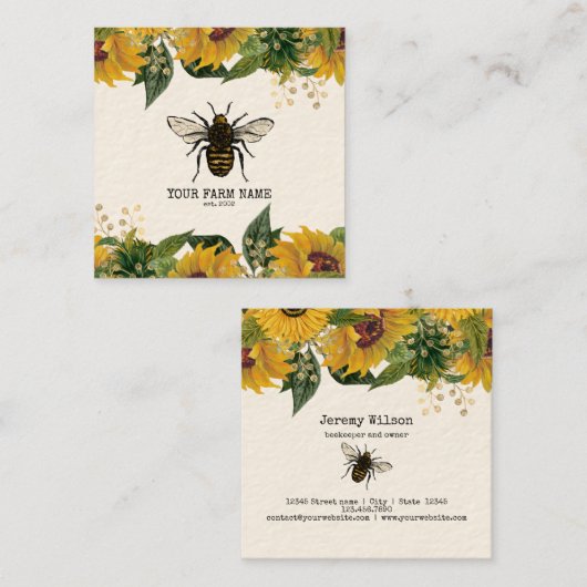 Bijenhouder Apiarist Bijen Boerderij Honeycomb Bu Vierkante Visitekaartje (Voorkant / Achterkant)