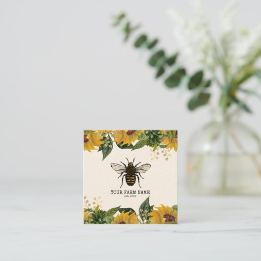 Bijenhouder Apiarist Bijen Boerderij Honeycomb Bu Vierkante Visitekaartje (Staand voorkant)