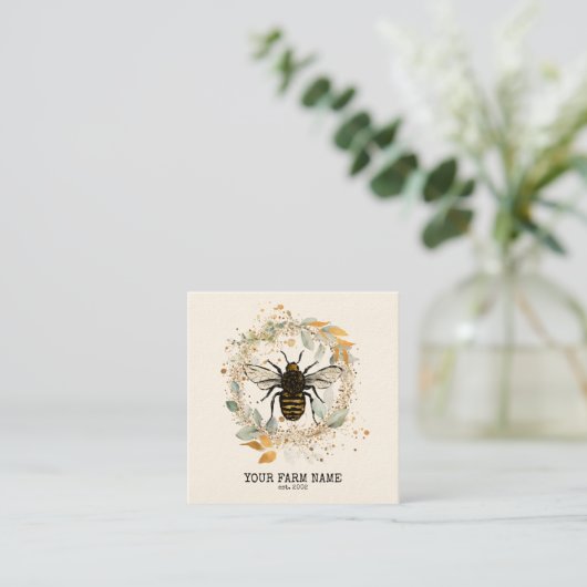 Bijenhouder Apiarist Bijen Boerderij Honeycomb Bu Vierkante Visitekaartje (Staand voorkant)