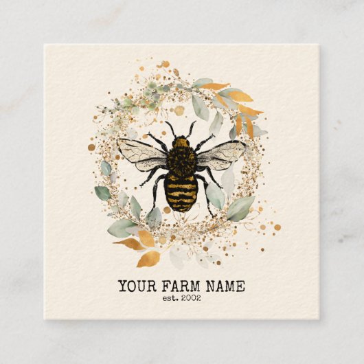 Bijenhouder Apiarist Bijen Boerderij Honeycomb Bu Vierkante Visitekaartje (Voorkant)