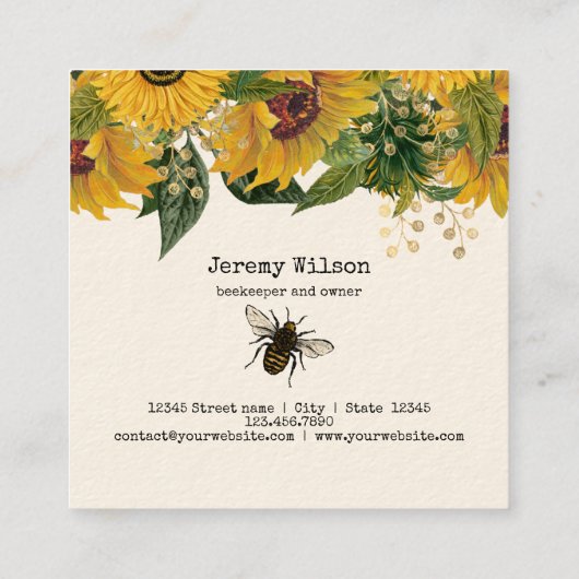 Bijenhouder Apiarist Bijen Boerderij Honeycomb Bu Vierkante Visitekaartje (Achterkant)