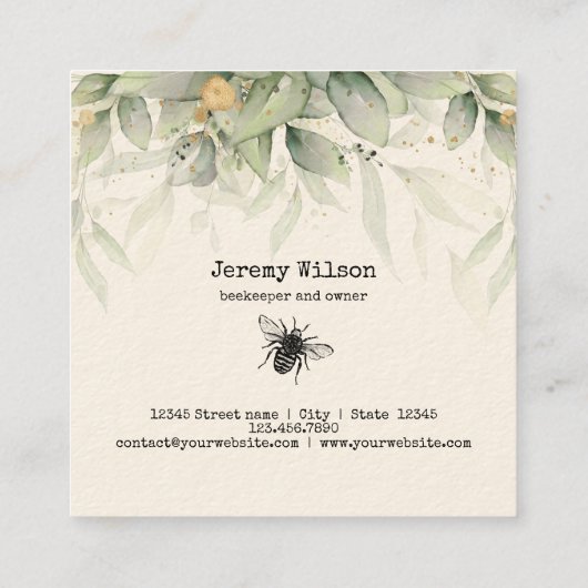 Bijenhouder Apiarist Bijen Boerderij Honeycomb Bu Vierkante Visitekaartje (Achterkant)