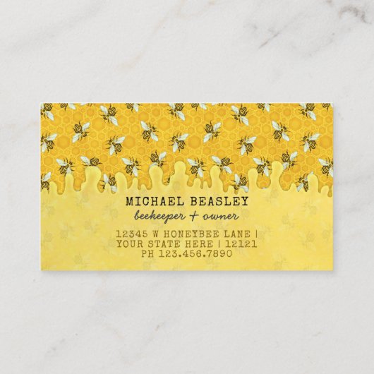 Bijenhouder Apiarist Bijen Boerderij Honingbijen H Visitekaartje (Achterkant)
