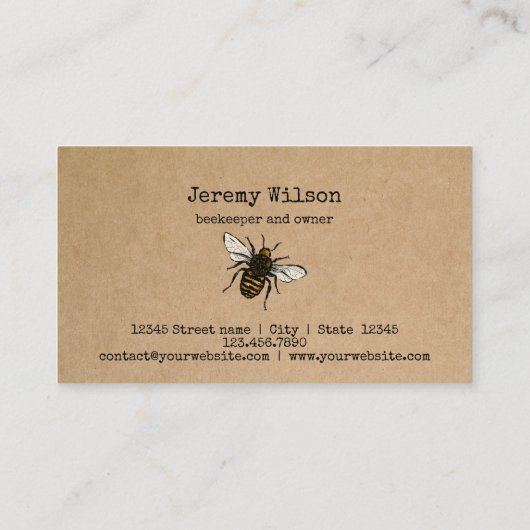 Bijenhouder Apiarist Bijen Boerderij Honingbijen H Visitekaartje (Achterkant)