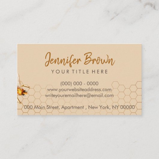Bijenhouder Apiary Honeycomb Visitekaartje (Achterkant)