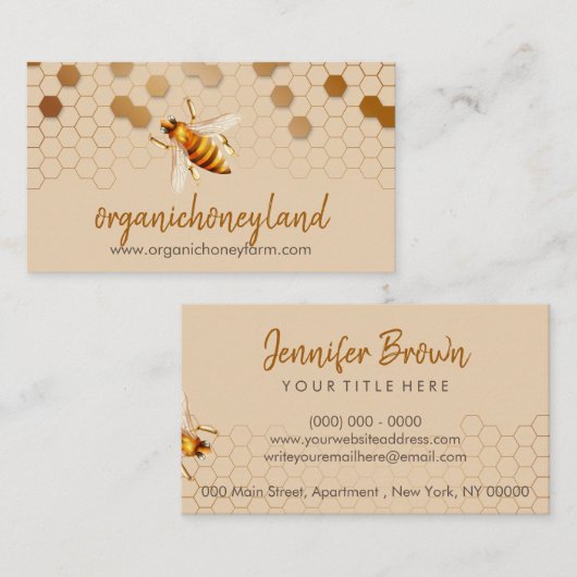 Bijenhouder Apiary Honeycomb Visitekaartje (Voorkant / Achterkant)