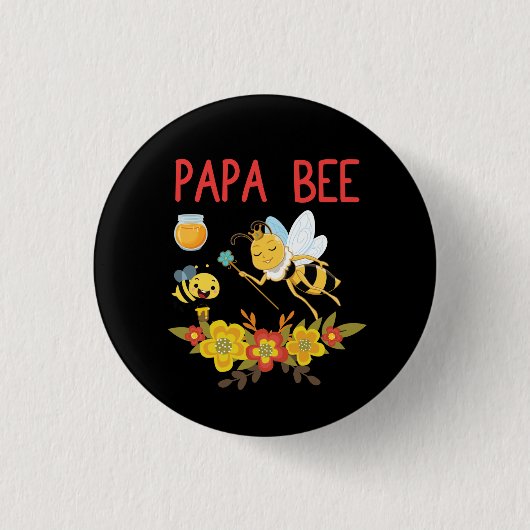Bijenhouder Art Papa Bee 2 Ronde Button 3,2 Cm (Voorkant)