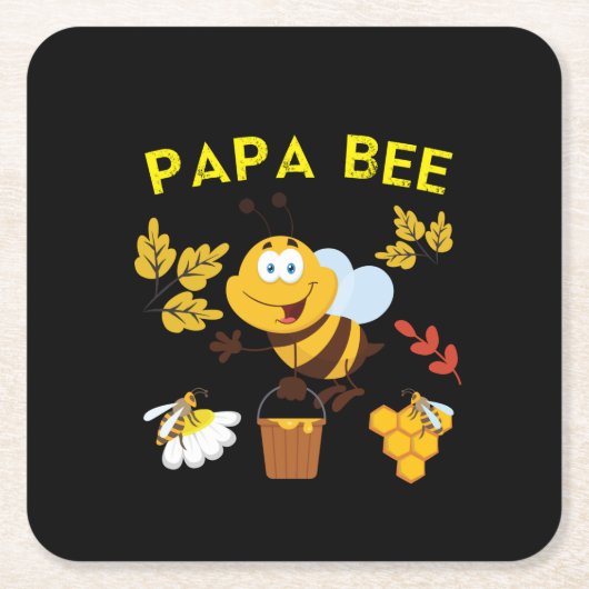 Bijenhouder Art Papa Bee Kartonnen Onderzetters (Voorkant)