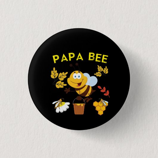 Bijenhouder Art Papa Bee Ronde Button 3,2 Cm (Voorkant)