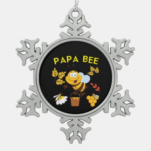 Bijenhouder Art Papa Bee Tin Sneeuwvlok Ornament (Voorkant)