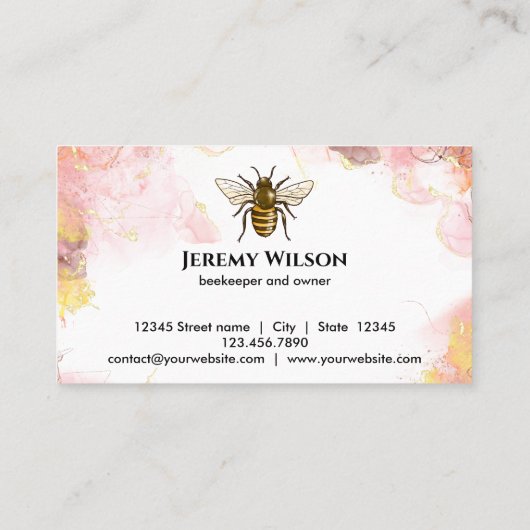 Bijenhouder Boerderij Apiarist Honeycomb Bu Visitekaartje (Achterkant)
