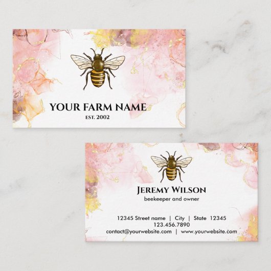 Bijenhouder Boerderij Apiarist Honeycomb Bu Visitekaartje (Voorkant / Achterkant)