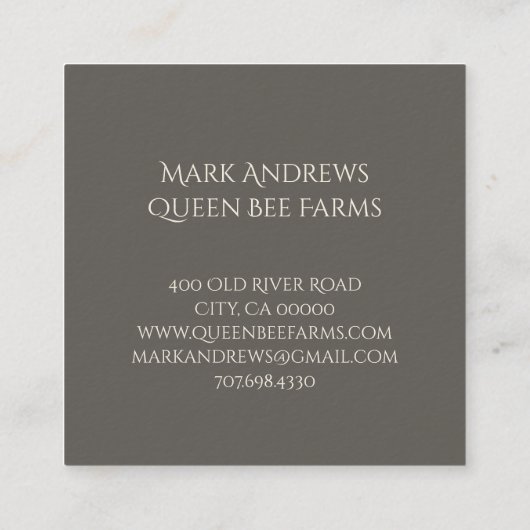 Bijenhouder Boerderij bijenbijen en kroonhoning Lo Vierkante Visitekaartje (Achterkant)