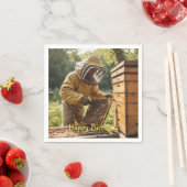 Bijenhouder en bijenkorf servet (Insitu)