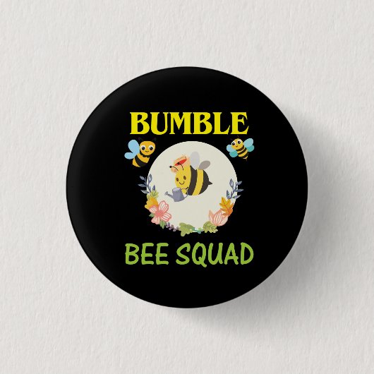 Bijenhouder Kunstbundel Bijenvierkant Ronde Button 3,2 Cm (Voorkant)