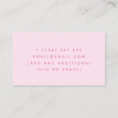 Bijenhouder Schattige Honey Bee Icon Girly Pink Mi Visitekaartje (Achterkant)