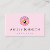 Bijenhouder Schattige Honey Bee Icon Girly Pink Mi Visitekaartje (Voorkant)