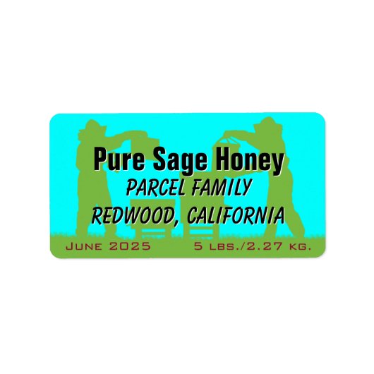 Bijenhouder Silhouette Blue Specialized Honey Jar Etiket (Voorkant)