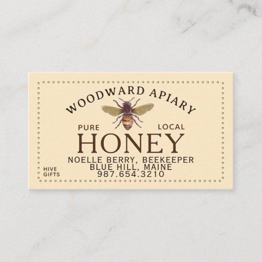 Bijenhouder Visitekaartje bijenstal honingraat en Informatiekaartje (Voorkant)