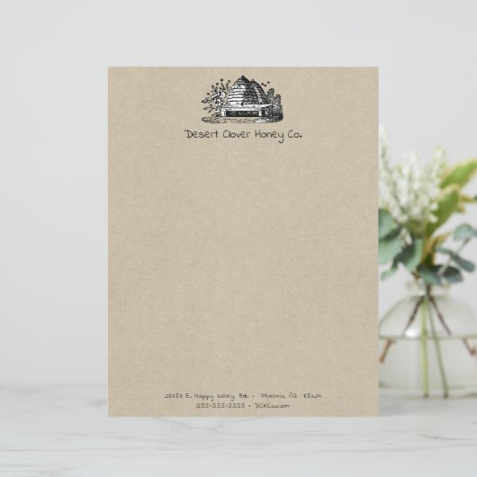 Bijenhouderij Apiary Fresh Honey Zakelijk briefpap (Staand voorkant)