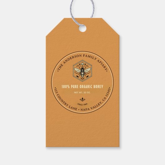 Bijenhouderij Imkerij Logo Ontwerp Honing Cadeaulabel (Voorkant)