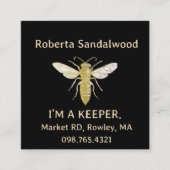 Bijenhouder's Ik ben een keeper Queen Bee Visiteka Vierkante Visitekaartje (Voorkant)