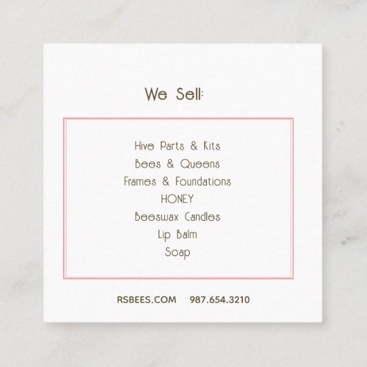 Bijenhouder's Ik ben een keeper Queen Bee Visiteka Vierkante Visitekaartje (Achterkant)