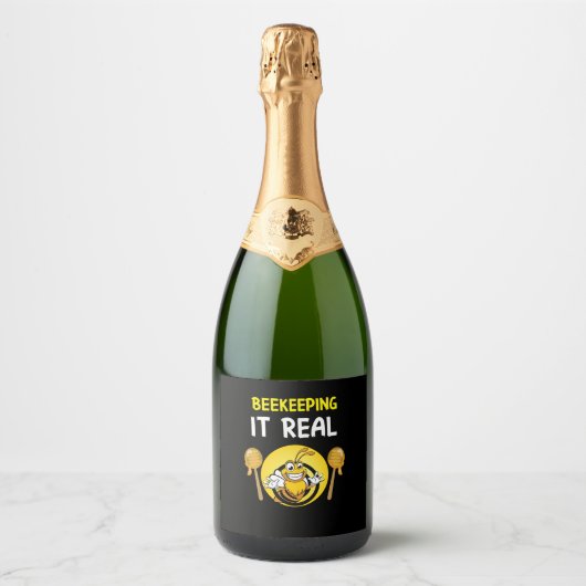 Bijenhouders maken kunst sparkling wijnetiket (Voorkant)