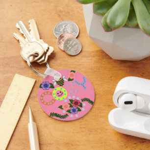 Bijenhuisje Cute Bloemige Bij Punt Cottagecore Len Sleutelhanger
