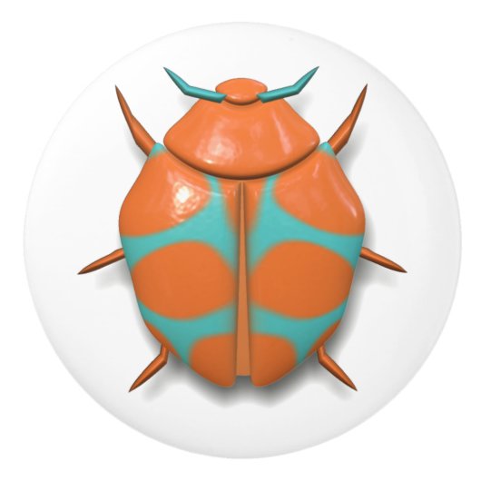 Bijeninsecteninsect schattig oranje blauw keramische knop (Voorkant)