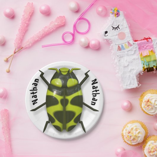 Bijeninsecteninsect schattige zwarte groen papieren bordje (Feest)