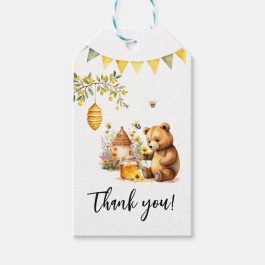 Bijenjongen Beer Baby Shower Bedankt Cadeaulabel (Voorkant)