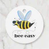 Bijenkarakter met snor zonnebril Bee Easy Bedankjes Labels (Achterkant)