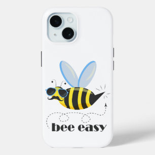 Bijenkarakter met snor zonnebril Bee Easy iPhone 15 Case