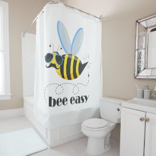 Bijenkarakter met snor zonnebril Bee Easy Douchegordijn