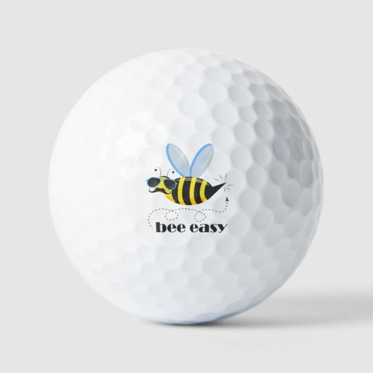 Bijenkarakter met snor zonnebril Bee Easy Golfballen (Voorkant)