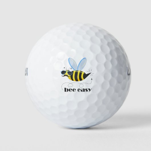 Bijenkarakter met snor zonnebril Bee Easy Golfballen (Voorkant)