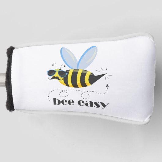 Bijenkarakter met snor zonnebril Bee Easy Golfheadcover (Voorkant)
