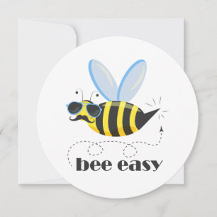 Bijenkarakter met snor zonnebril Bee Easy Kaart