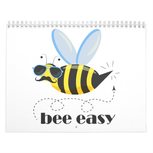Bijenkarakter met snor zonnebril Bee Easy Kalender (Hoes)