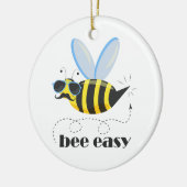 Bijenkarakter met snor zonnebril Bee Easy Keramisch Ornament (Links)