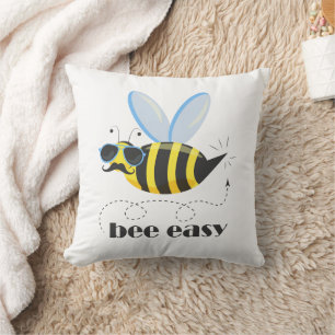 Bijenkarakter met snor zonnebril Bee Easy Kussen
