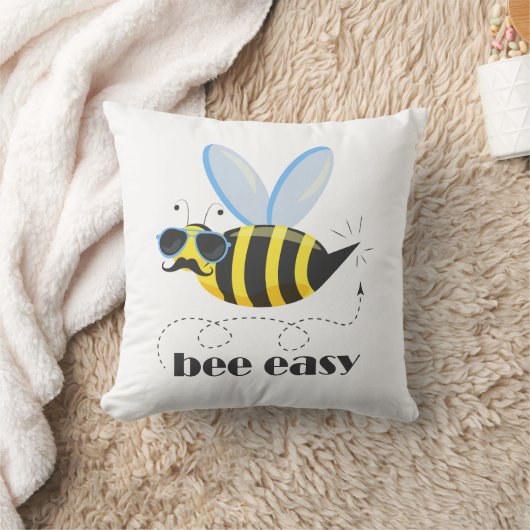 Bijenkarakter met snor zonnebril Bee Easy Kussen (Deken)