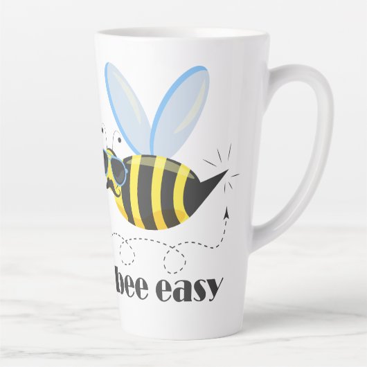Bijenkarakter met snor zonnebril Bee Easy Latte Mok (Rechts)