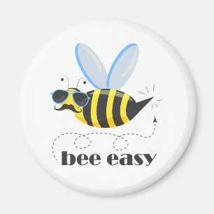 Bijenkarakter met snor zonnebril Bee Easy Magneet