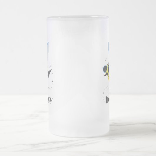 Bijenkarakter met snor zonnebril Bee Easy Matglas Bierpul (Center)