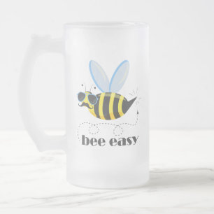 Bijenkarakter met snor zonnebril Bee Easy Matglas Bierpul