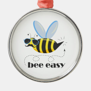 Bijenkarakter met snor zonnebril Bee Easy Metalen Ornament