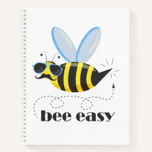 Bijenkarakter met snor zonnebril Bee Easy Notitieboek